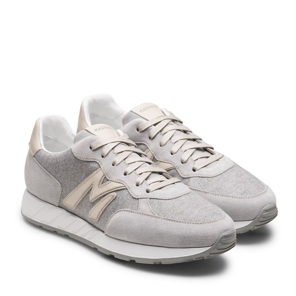 Magnanni - Yoki  Men's Metal Suede & Bone Sneakers  Size US 8  EU 41
